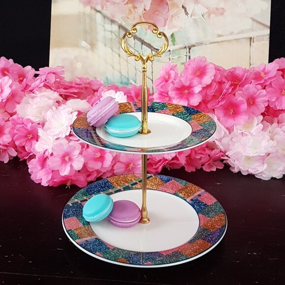 Handmade 2 Tier Cake Stand Dessert Jewelry Trinket Tray Tea Party Decor Gift - Picture 2 of 5